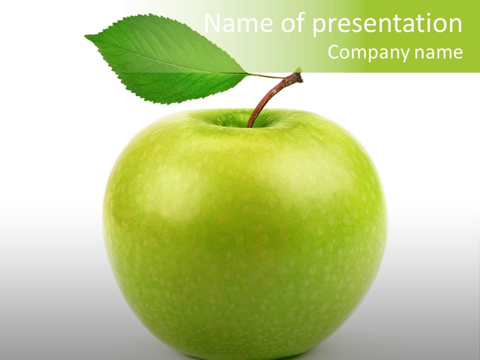 A Green Apple With A Leaf On Top Of It PowerPoint Template