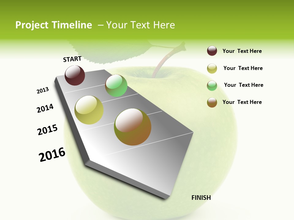 A Green Apple With A Leaf On Top Of It PowerPoint Template