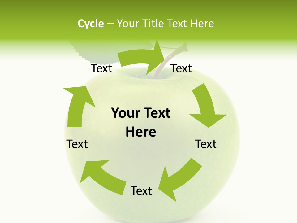 A Green Apple With A Leaf On Top Of It PowerPoint Template