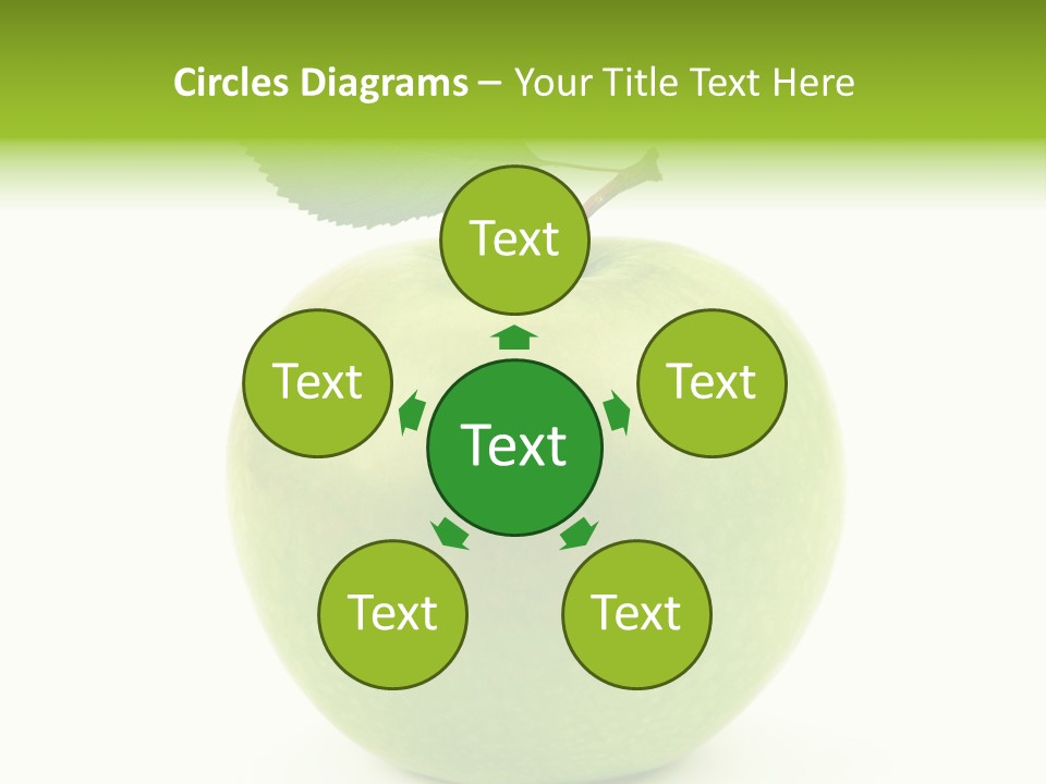 A Green Apple With A Leaf On Top Of It PowerPoint Template