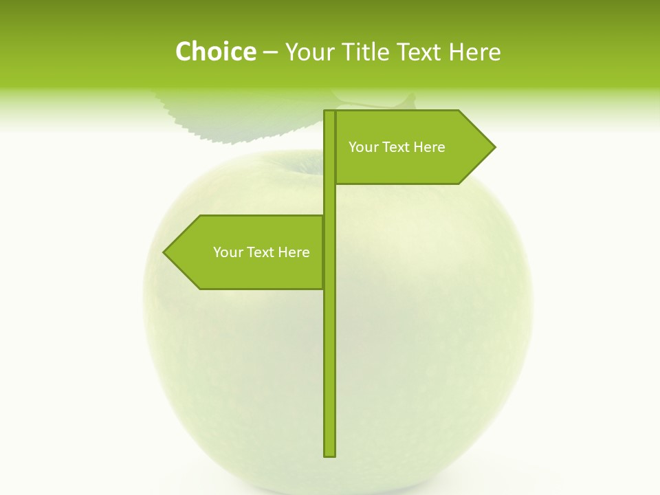 A Green Apple With A Leaf On Top Of It PowerPoint Template