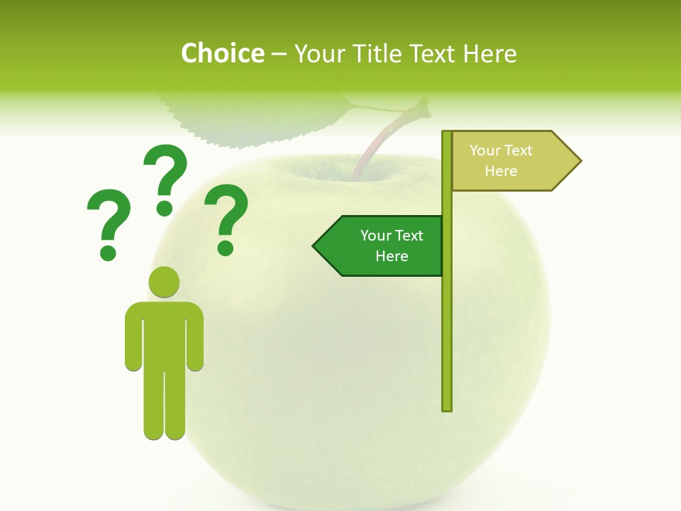 A Green Apple With A Leaf On Top Of It PowerPoint Template