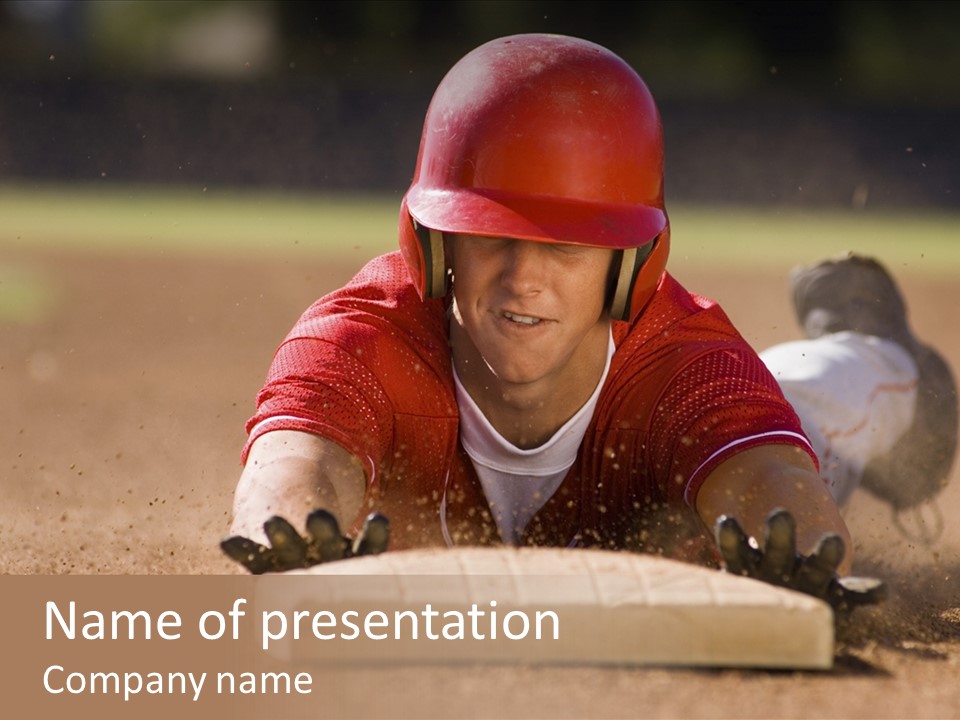 Baseball Player Reaching PowerPoint Template