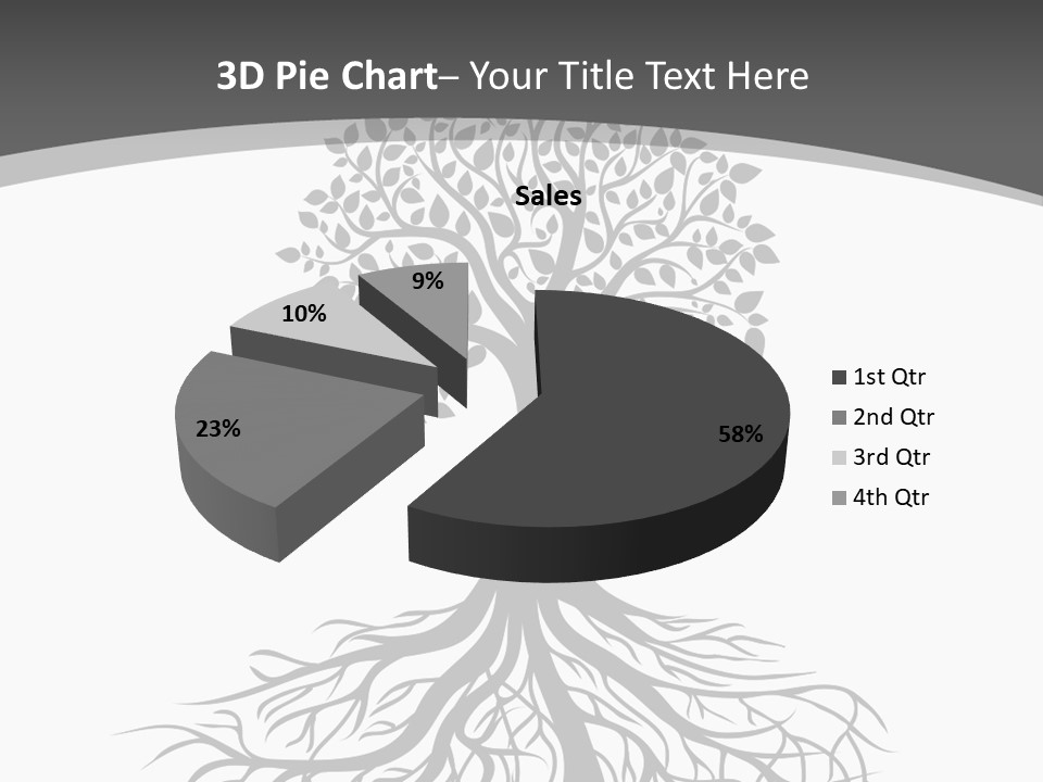 A Tree With Roots On A White Background PowerPoint Template