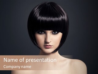 A Woman With A Short Black Hair With Bangs PowerPoint Template