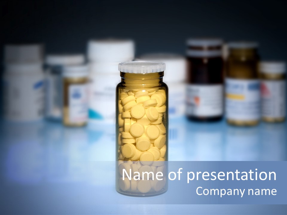 A Bottle Of Pills Sitting On Top Of A Table PowerPoint Template
