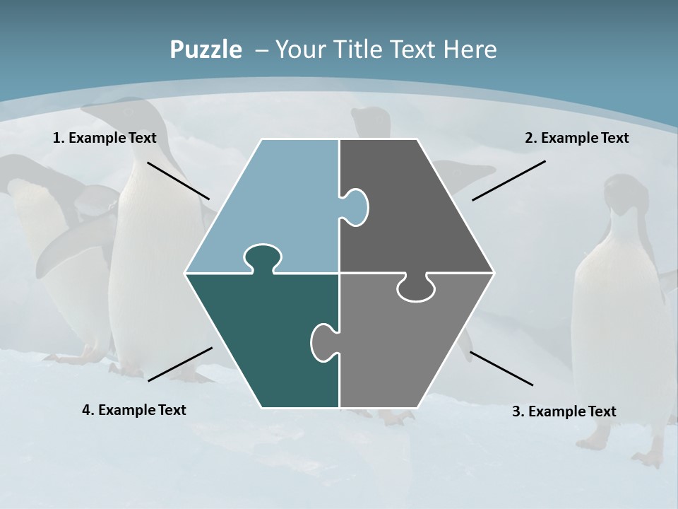 A Group Of Penguins Standing In The Snow PowerPoint Template