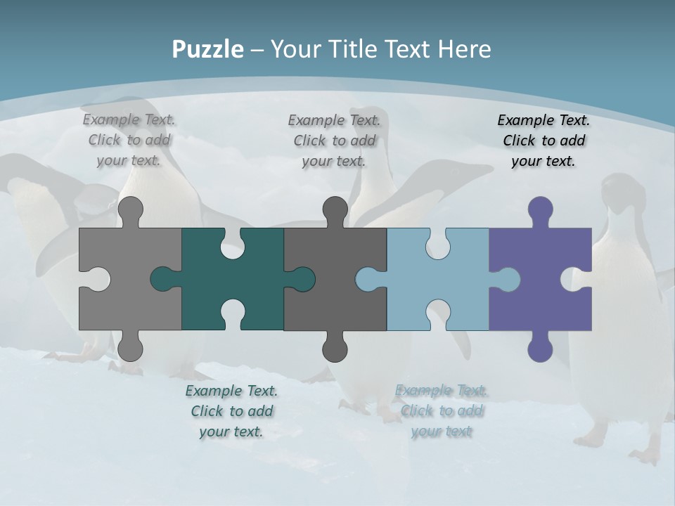 A Group Of Penguins Standing In The Snow PowerPoint Template