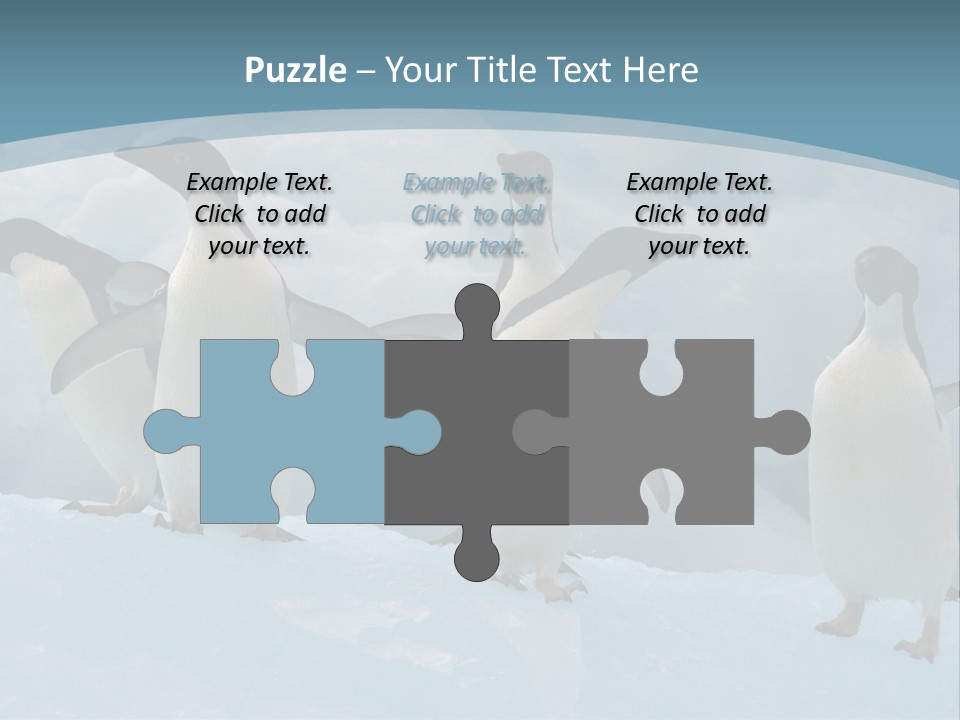 A Group Of Penguins Standing In The Snow PowerPoint Template