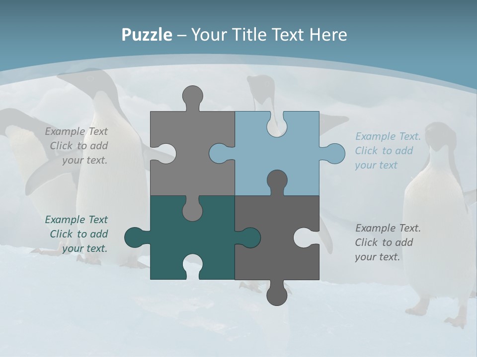 A Group Of Penguins Standing In The Snow PowerPoint Template