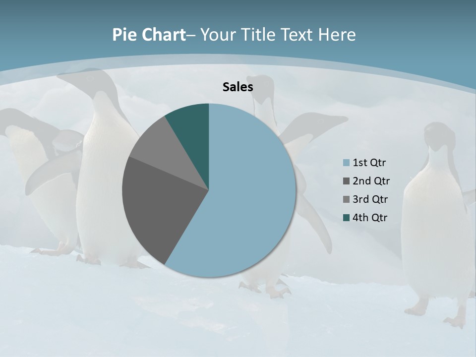 A Group Of Penguins Standing In The Snow PowerPoint Template