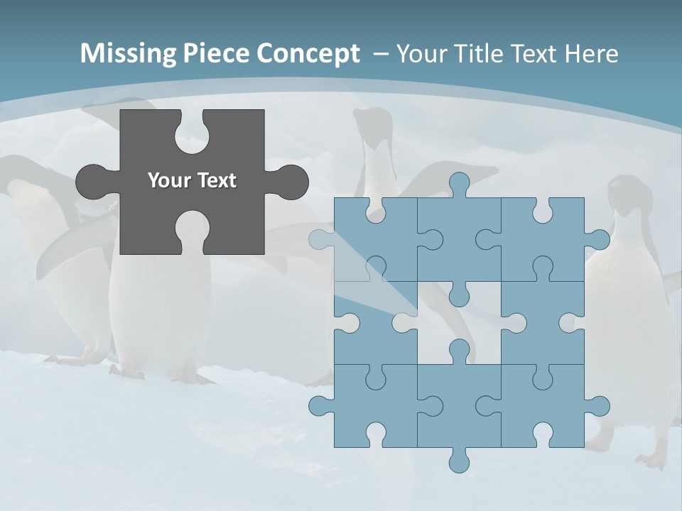 A Group Of Penguins Standing In The Snow PowerPoint Template