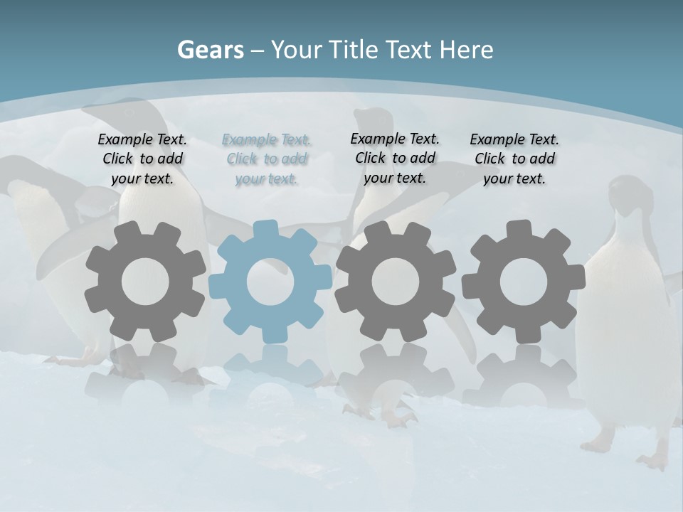 A Group Of Penguins Standing In The Snow PowerPoint Template