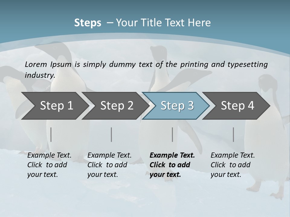 A Group Of Penguins Standing In The Snow PowerPoint Template