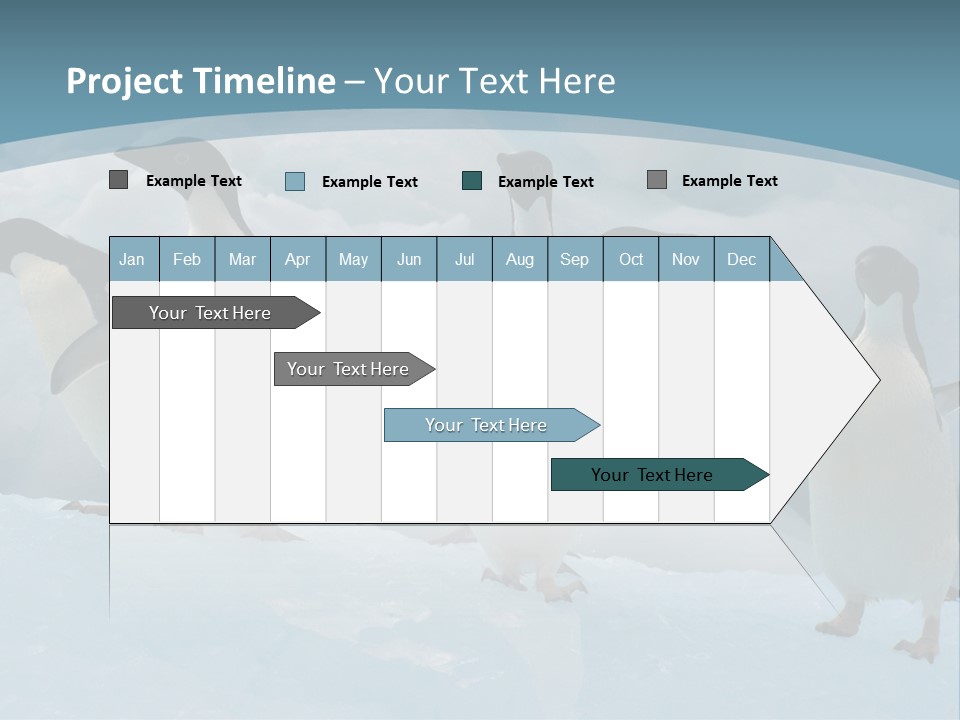 A Group Of Penguins Standing In The Snow PowerPoint Template