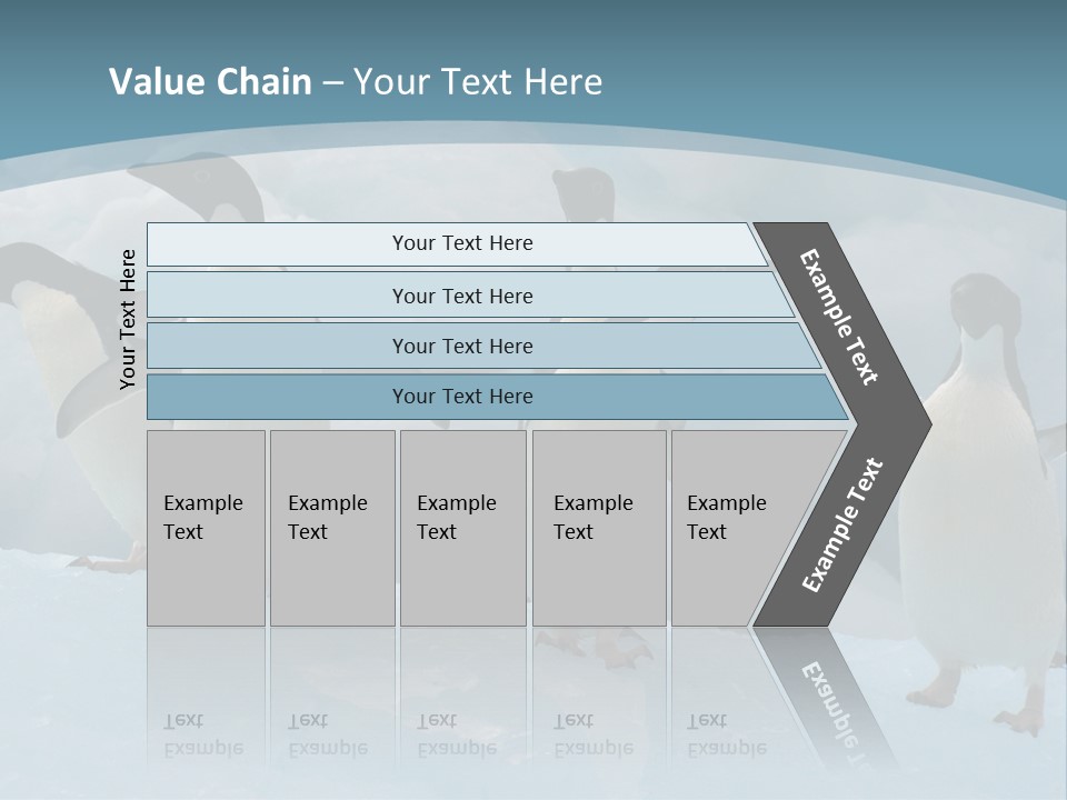 A Group Of Penguins Standing In The Snow PowerPoint Template