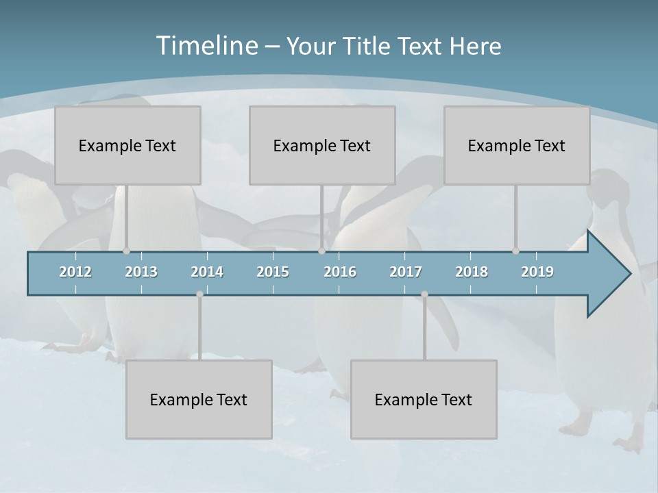 A Group Of Penguins Standing In The Snow PowerPoint Template