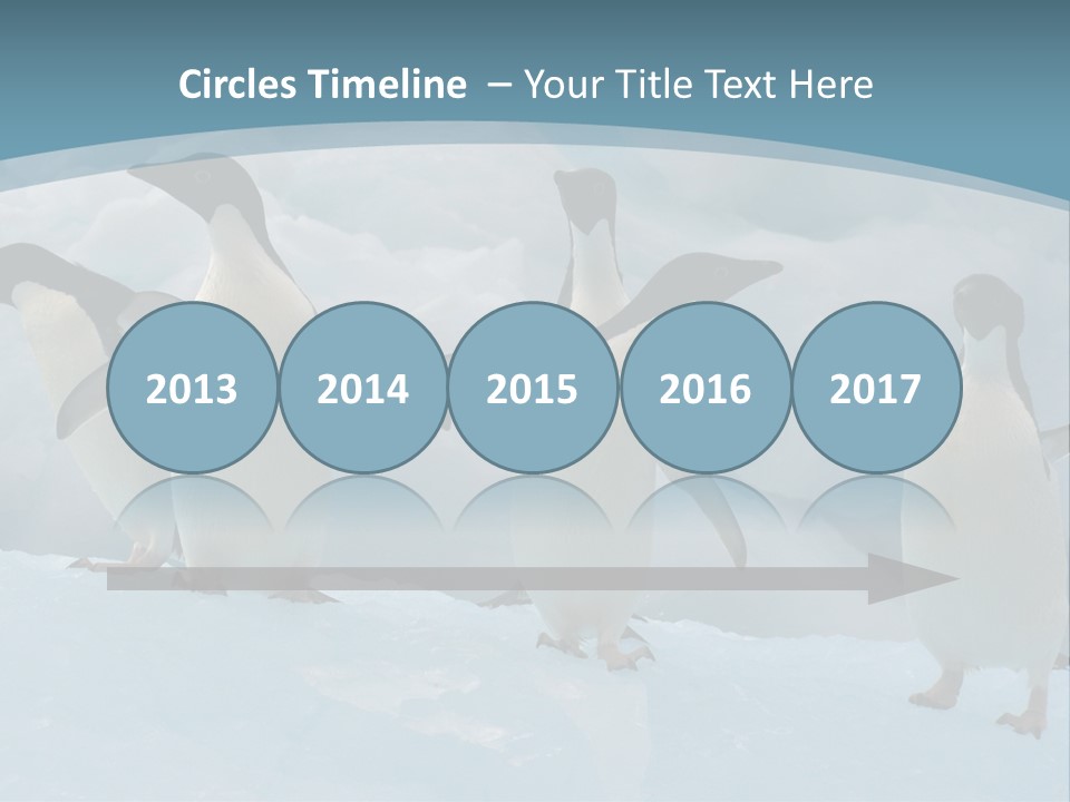 A Group Of Penguins Standing In The Snow PowerPoint Template