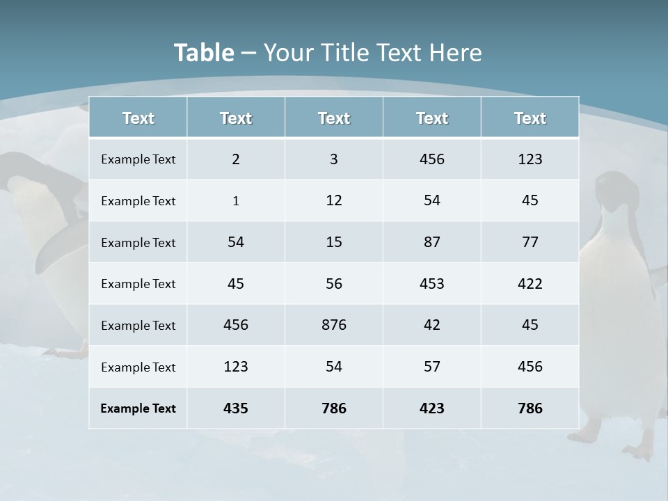 A Group Of Penguins Standing In The Snow PowerPoint Template