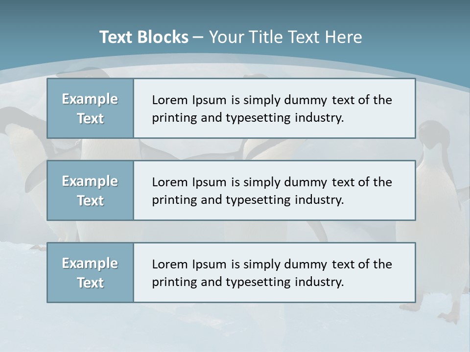 A Group Of Penguins Standing In The Snow PowerPoint Template