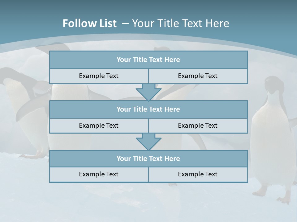 A Group Of Penguins Standing In The Snow PowerPoint Template