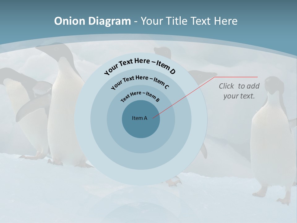 A Group Of Penguins Standing In The Snow PowerPoint Template