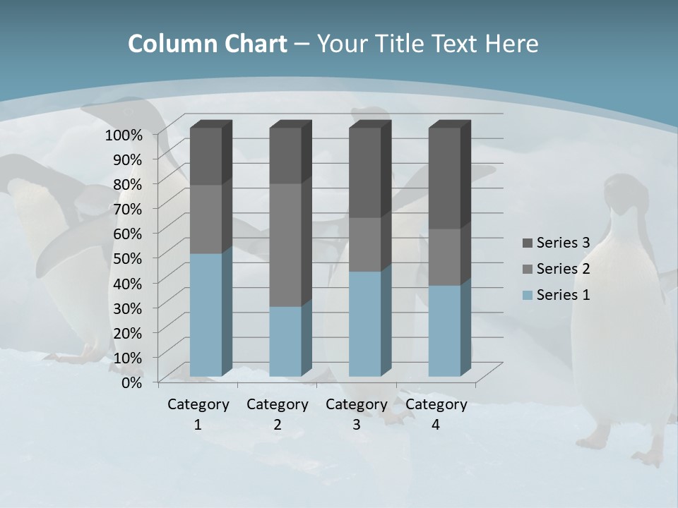 A Group Of Penguins Standing In The Snow PowerPoint Template