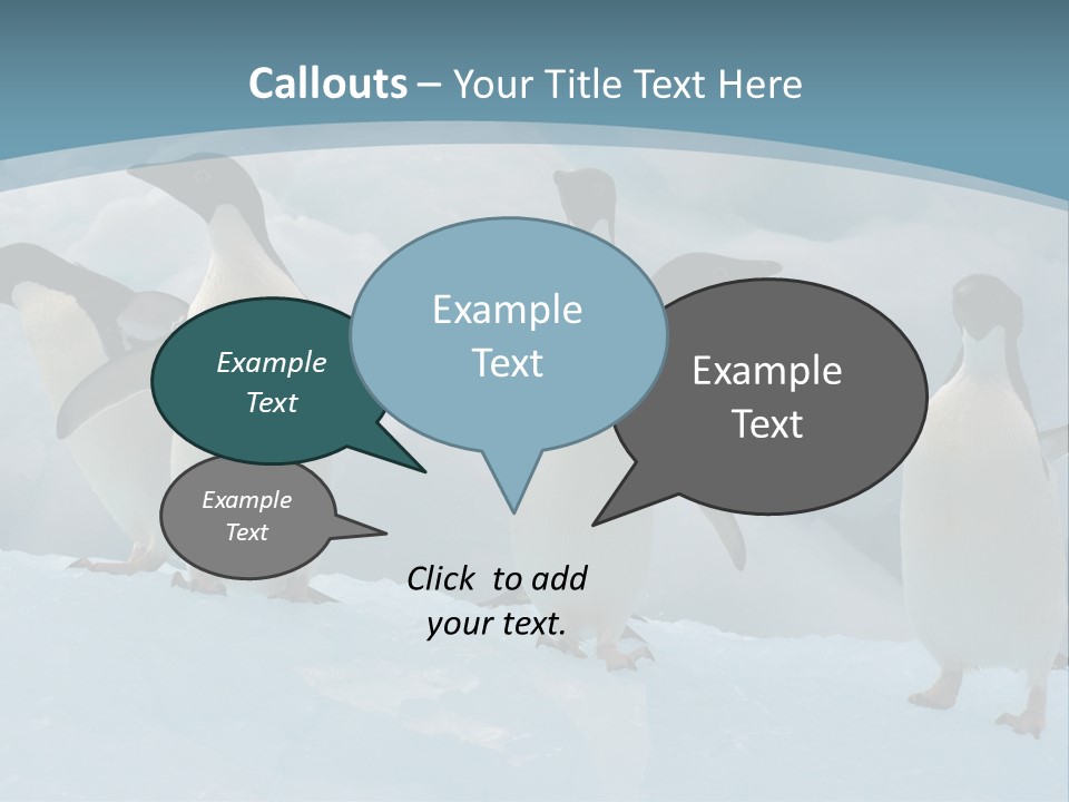 A Group Of Penguins Standing In The Snow PowerPoint Template