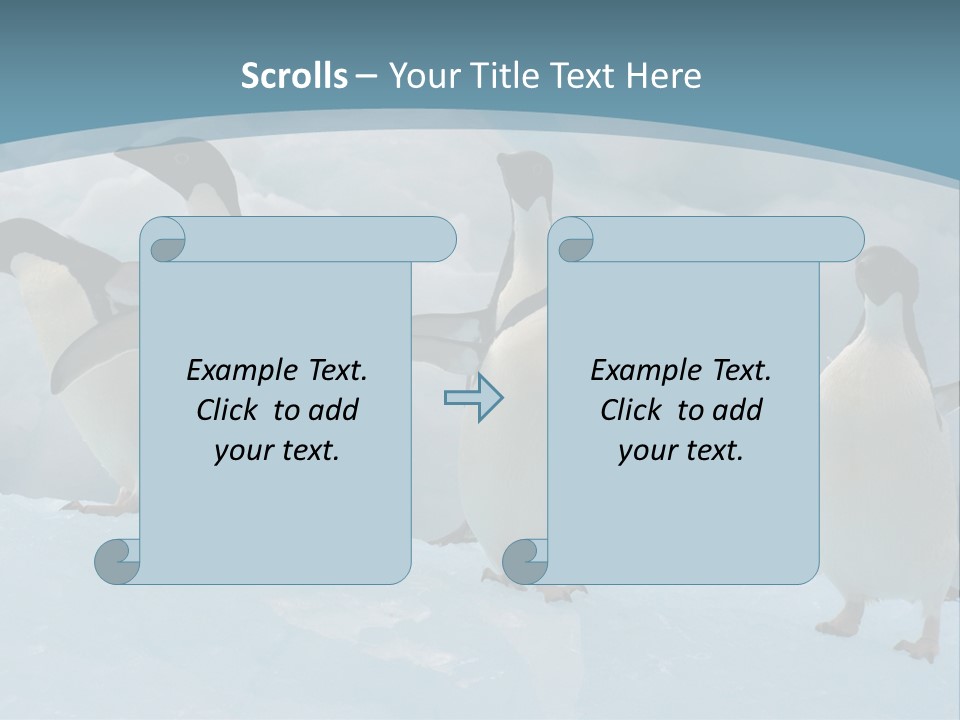 A Group Of Penguins Standing In The Snow PowerPoint Template