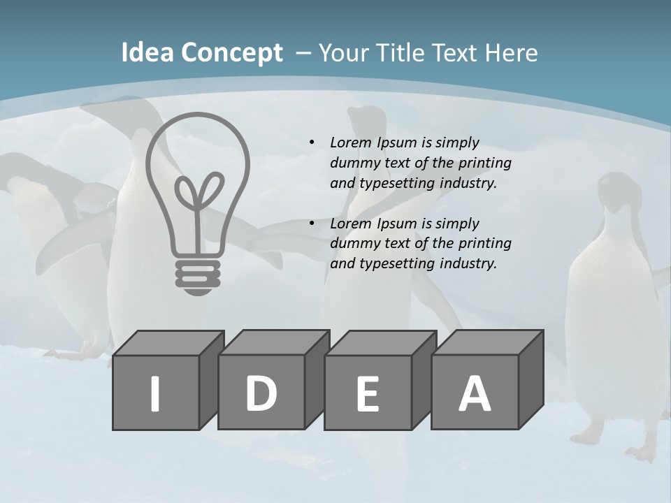 A Group Of Penguins Standing In The Snow PowerPoint Template