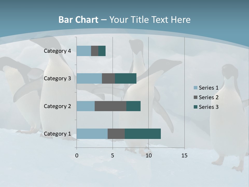 A Group Of Penguins Standing In The Snow PowerPoint Template