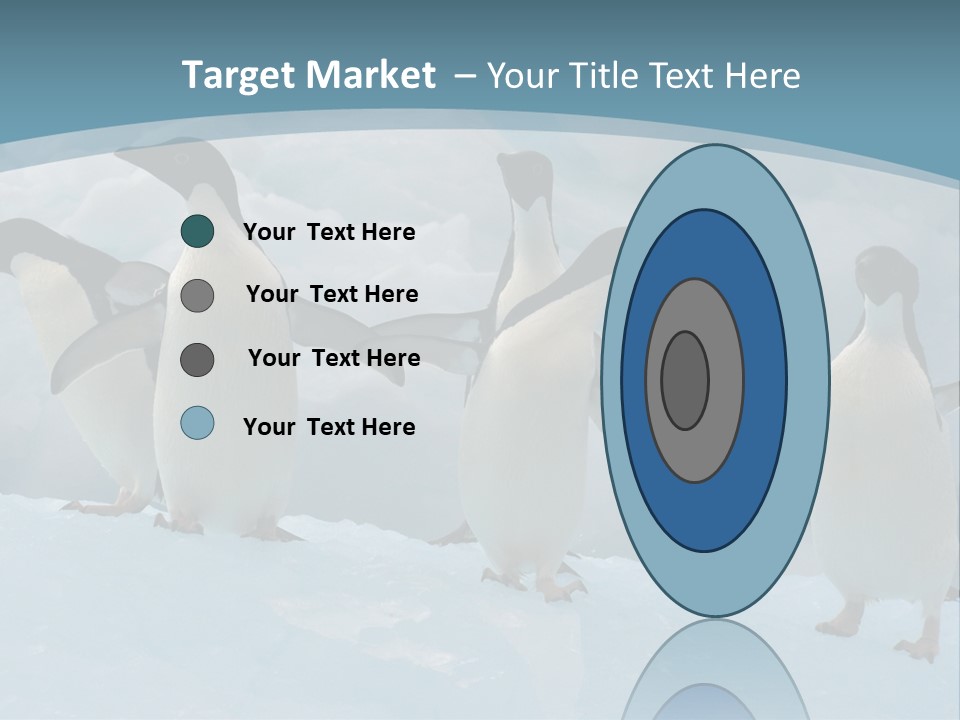 A Group Of Penguins Standing In The Snow PowerPoint Template