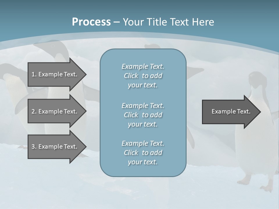 A Group Of Penguins Standing In The Snow PowerPoint Template