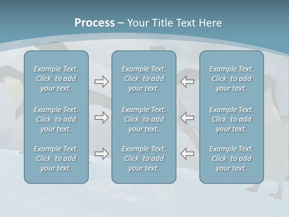 A Group Of Penguins Standing In The Snow PowerPoint Template
