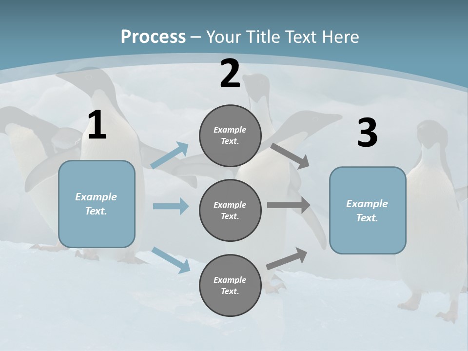 A Group Of Penguins Standing In The Snow PowerPoint Template
