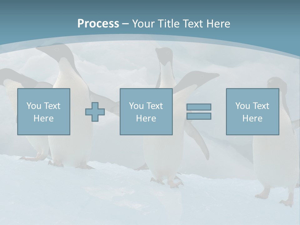 A Group Of Penguins Standing In The Snow PowerPoint Template
