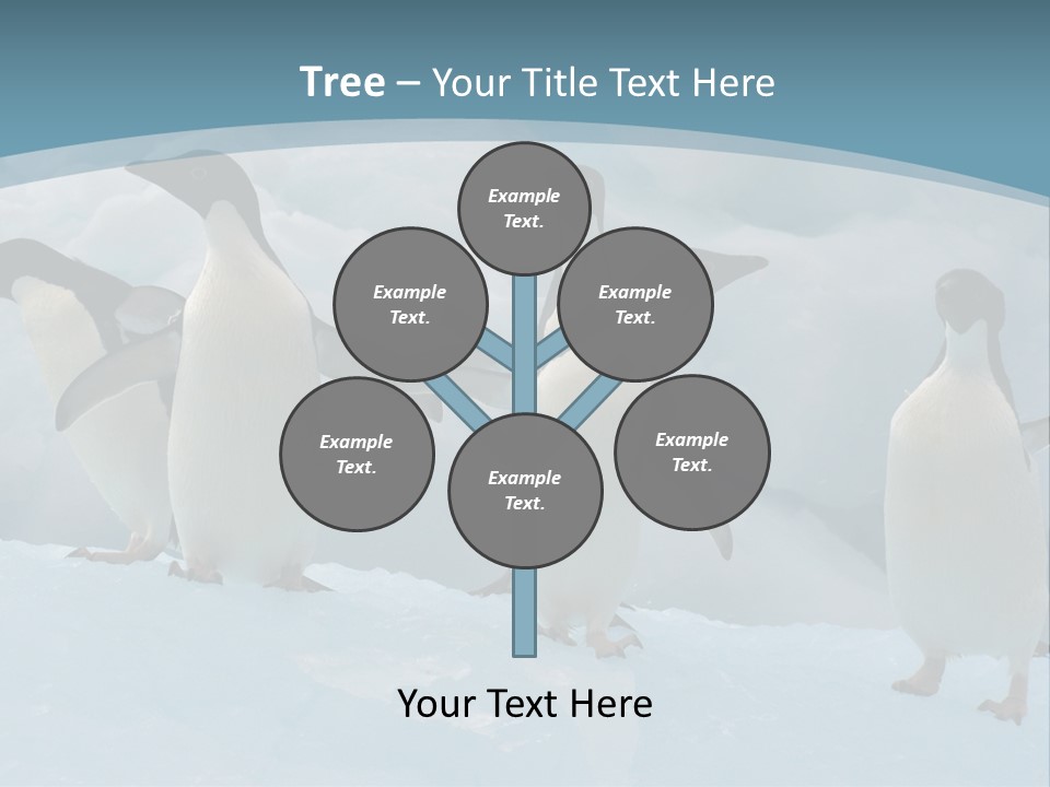 A Group Of Penguins Standing In The Snow PowerPoint Template