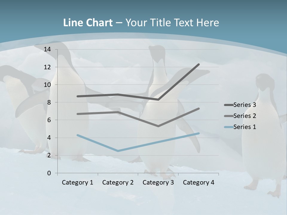 A Group Of Penguins Standing In The Snow PowerPoint Template