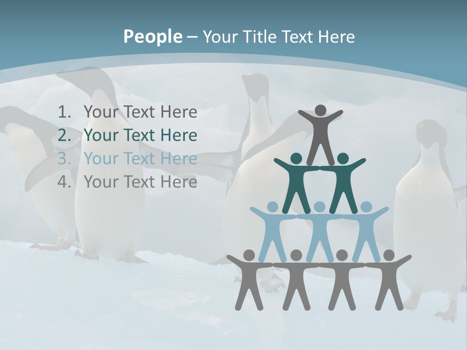 A Group Of Penguins Standing In The Snow PowerPoint Template