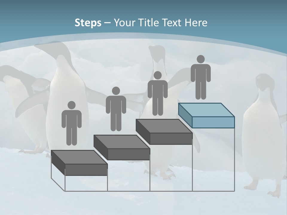 A Group Of Penguins Standing In The Snow PowerPoint Template