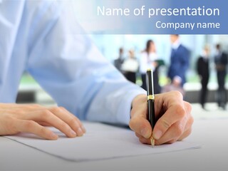 Management Text Hand PowerPoint Template