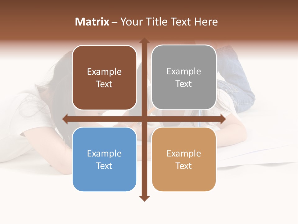 Two Little Girls Writing On A Piece Of Paper PowerPoint Template