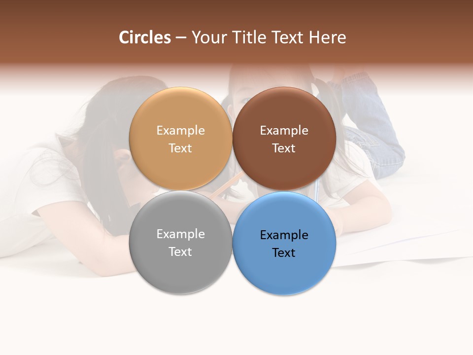 Two Little Girls Writing On A Piece Of Paper PowerPoint Template