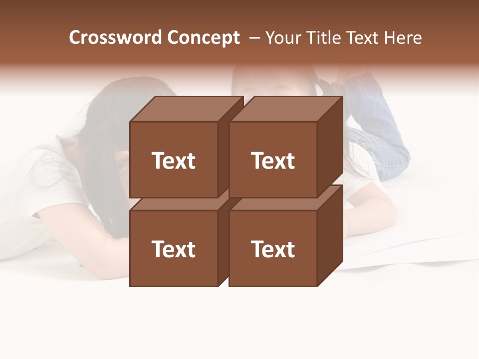 Two Little Girls Writing On A Piece Of Paper PowerPoint Template