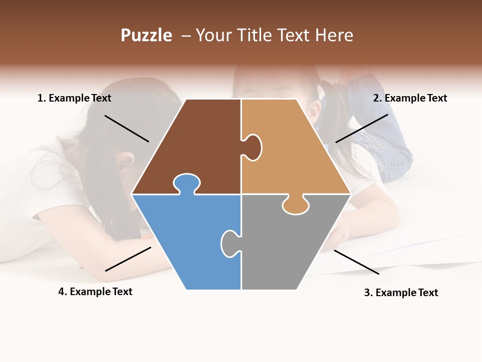 Two Little Girls Writing On A Piece Of Paper PowerPoint Template