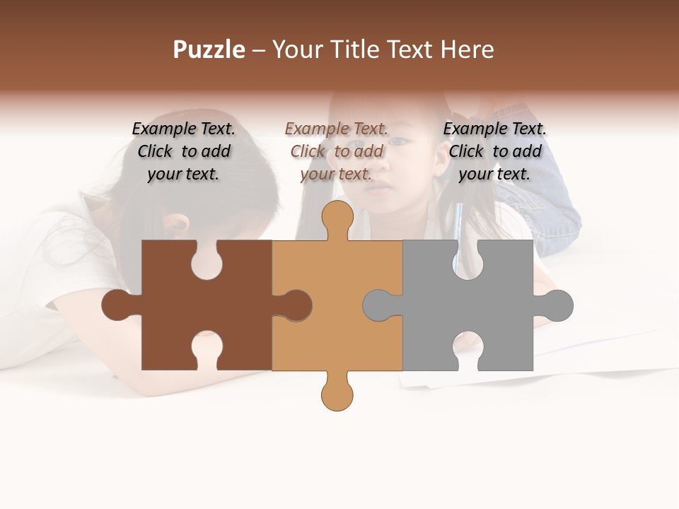 Two Little Girls Writing On A Piece Of Paper PowerPoint Template