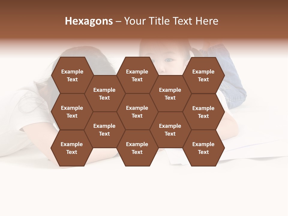 Two Little Girls Writing On A Piece Of Paper PowerPoint Template