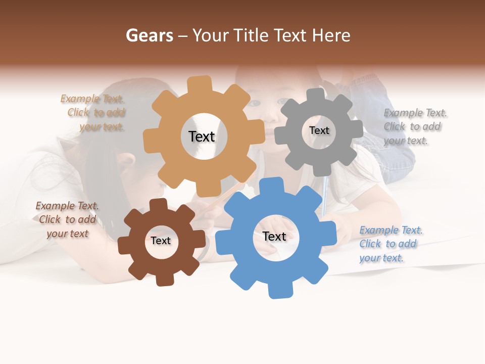 Two Little Girls Writing On A Piece Of Paper PowerPoint Template