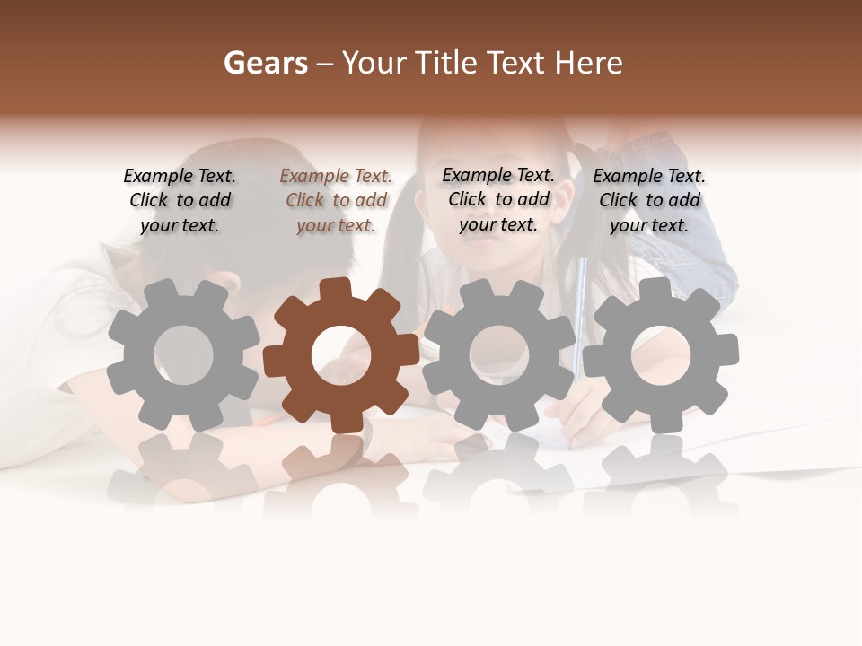 Two Little Girls Writing On A Piece Of Paper PowerPoint Template