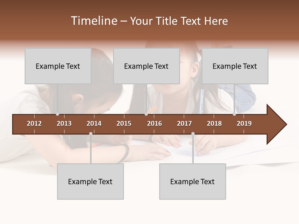 Two Little Girls Writing On A Piece Of Paper PowerPoint Template